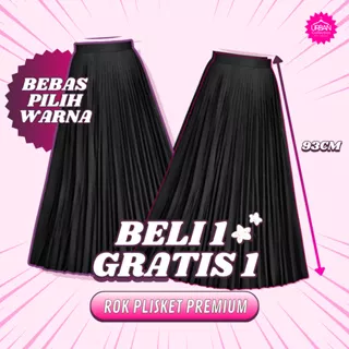 ROK PLISKET PREMIUM PROMO BUY 1 GET 1 / HYGET SUPER / ROK PANJANG / ROK WANITA ALLSIZE / 93 CM