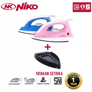 Setrika Listrik Niko NK 999s Electric Dry Iron Pink Blue Anti Lengket Teflon NK 999 S Low Watt Murah Garansi SNI