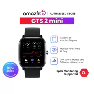 Amazfit GTS 2 Mini Smartwatch 1.55 AMOLED Screen GPS Jam Tangan 5 ATM Waterproof 70 Sports Modes SpO2 14 Days Battery Life Heart Rate Sleep Stress