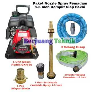 Paket Nozzle Spray Pemadam 1.5 Inch Komplit Mesin Pompa Jinjing HONDA GXH-50 Tekanan Tinggi Siap Pakai