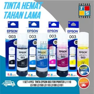 1 SET 4 PCS Tinta Epson 003 For Printer L1110 L3110 L3100 L3150 L5190