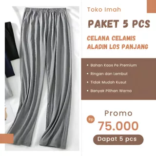 CELANA PAKET HEMAT 5 PCD BISA REQUEST WARNA CELAMIS A.LADIN LOS GAMIS SANTAI STANDAR DAN JUMBO/ CELANA WANITA MUSLIMAH