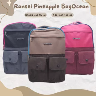 TAS IMPORT PINEAPPLE KAIN KANVAS SELITING ANTI MALING ORIGINAL 18 INCHI PREMIUM QUALITY / RANSEL PINEAPPLE KANTONG 2 / STYLISH FASHION BAGPACK WOMAN PINEAPPLE CHEERFULL 18 / TAS SEKOLAH CEWEK / TAS DUKUNG PEREMPUAN SD SMP SMA KULIAH / TAS KERJA WANITA