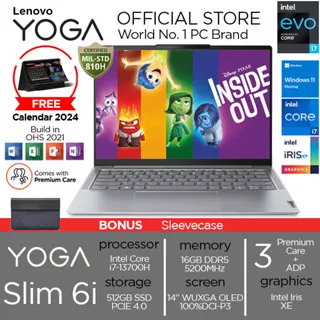 Lenovo Yoga Slim 6 14IRH8 Intel EVO i7 13700H RAM 16GB 512GB SSD IRISXE W11+OHS 14 WUXGA OLED 100%sRGB Backlit 3YR PREM+3YR ADP