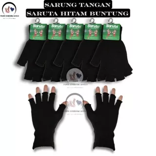 Sarung Tangan Rajut Hitam Polos Buntung saruta/Sarung tangan hitam buntung saruta