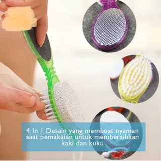 Sikat Penghalus Telapak Kaki 4in1 / Alat Komplit Perawat Tumit Pedicure Paddle Brush 4 Step / Calluses Remover Batu Gosok Sikat Amplas Pengangkat Kulit Mati / Cleanse Brush File Metal RASP Scrub Pumice Stone Buff Emery Pile