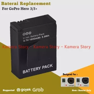 Baterai Batre Cadangan Battery Replacement For Gopro Hero 3 Atau Hero 3+ Action Camera