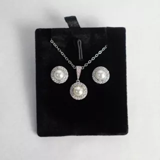 MILA - ELGRALUXE - Cubic Zircon Pearl Premium Earrings Necklace Set