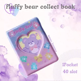 (Free cover) Fluffy Bear Collect Book 1P Archive Kolbuk isi 40 Slot Photocard Collbook Kpop - Album Mini Korea Heart Pastel Album