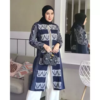 Tunik tenun ikat wanita rit depan fashion wanita baju tenun jepara terusan wanita tunik jumbo ethnik tunik murah