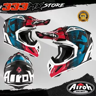 HELM AIROH AVIATOR ACE KYBON BLUE RED GLOSS 2023 HELM CROSS AIROH ORI