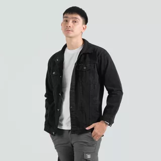 Mcvois Jaket Jeans Hitam Pria Wanita Premium Distro