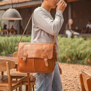 Messenger Bag I Tas Kerja I Tas Laptop Kulit BUCINI Pelem Multifungsi