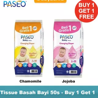 Paseo Baby Wipes Tissue Basah Bayi 50 Sheet - Buy 1 Get 1 Free