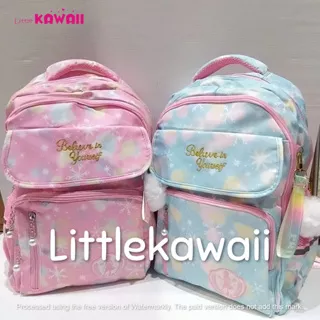 LK/Tas Ransel Laptop Backpack Parasut Sekolah Fashion Casual Anak Tinkerbell Rainbow Warna Warni Mika Gantungan Tepak Dompet Mix