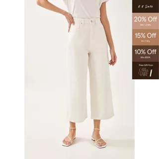 Love, Bonito - Celana Panjang Wanita - Hailee Classic Denim Culottes - White