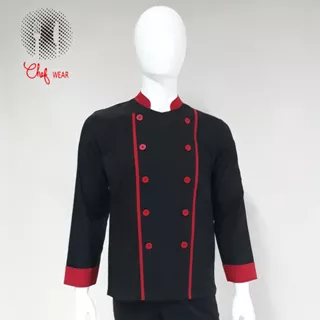Chef Wear DIAZ Baju Koki LS Hitam - Merah