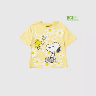 Max Fashions Snoopy Print BCI Cotton Round Neck T-shirt with Short Sleeves