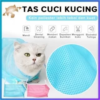 Kucing Pet Grooming Bag Pet Shower Bath Tas Kantong Jaring Kucing Grooming Kantong Mandi