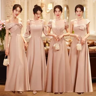 Bridesmaid dress 2024 new style can wear high-class small crowd large size satin dress women's sisters dress in summer