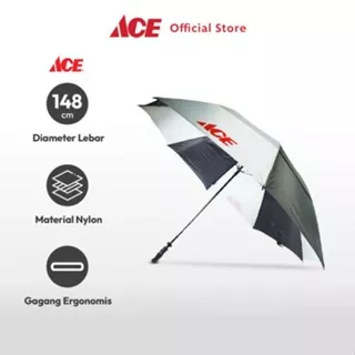 Ace Payung Golf 148 cm - Silver/Hitam Umbrella Alat Peneduh Payung Travel Pelindung Hujan