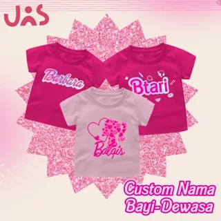 Jns Kaos Bayi - Dewasa Custom Nama Seri B Girl Rainbow Pink Fanta Bahan Katun Combed 30s