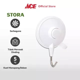 Ace Stora Gantungan Dinding Suction Stainless Steel 621062 - Putih Gantungan Baju Kaitan Serbaguna Tempel Suction Hook Kaitan Pakaian