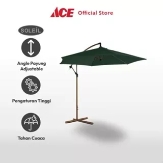 Ace Soleil 3 mtr Banana Payung Taman - Hijau Tua Outdoor Umbrella Pelindung Panas Taman Kain Payung Cafe Furniture Luar Ruangan