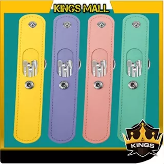 KINGS - 5871 Korek Kuping 6in1 Dengan Pouch Kulit / Pembersih Telinga Korek Kuping Ear Wax Picker 1 Set 6 PCS Stainless Steel