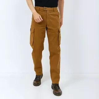 Emba Classic-Celana Panjang Cargo Slim Pria warna Coklat - Century