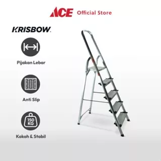 Ace Krisbow Tangga Lipat Aluminium 5 Wide Step Multifunction Ladder Alat Perkakas Rumah Household Foldable Ladder