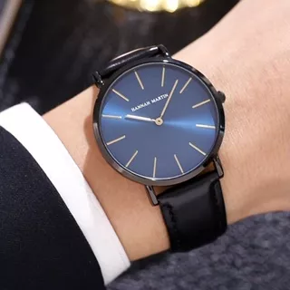 HANNAH MARTIN Jam Tangan Pria 100% Original Keren Sangat tipis Quartz COWOK Couple Kulit Anti Air COD Laki Arloji Men Watch murah CH03