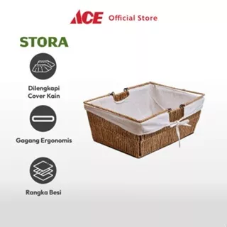 Ace Stora 40X29X15 cm Keranjang Penyimpanan Dengan Handle Linen Storage Basket Kotak Penyimpanan Serbaguna Bin Organizer Tempat Simpan Barang