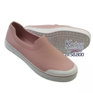 Katzz - Sepatu Wanita Warna Pink Uk 37 - 40 / Sepatu Kerja Casual / Sepatu Sporty Kekinian / Sepatu Nyaman Murah / Sepatu Slip On Terbaru [Swallow X Katzz ATT ASL 508 Pink]