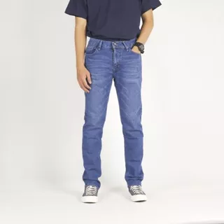 Shadow - Celana Panjang Jeans Stretch Pria Slim Fit Light Blue Wash W03A