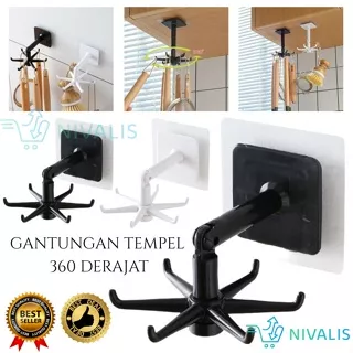 GANTUNGAN 6 KAIT 360 DERAJAT TEMPEL / GANTUNGAN PUTAR HOOK / GANTUNGAN DAPUR MULTIFUNGSI