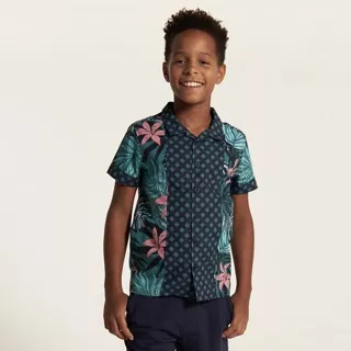 Babyshop Juniors All Over Print Shirt with Short Sleeves and Button Closure