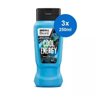 Men's Biore Sabun Mandi Cair Untuk Pria Cool Energy Strong Menthol Botol 3 x 250 ml