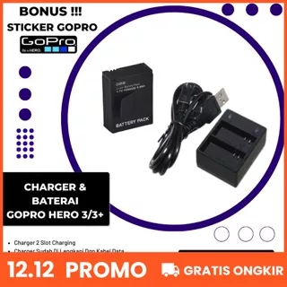 Charger GoPro Hero 3 / Go Pro 3 Plus / 3+ Dual Dock Battery Baterai 2 Slot