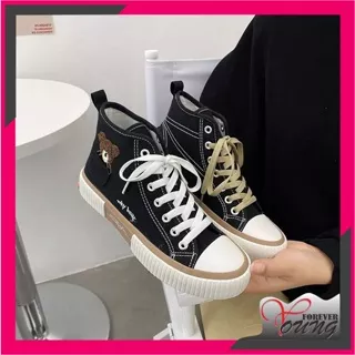 FOREVER YOUNG - D5132 Sneakers Kanvas Wanita / Boots Wanita Korean Style Best Quality Why Bear BR-07 / Sepatu TeddyBear