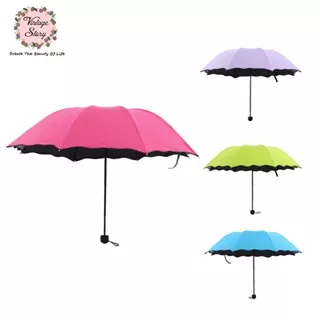 Payung Lipat 3D Umbrella Anti UV Warna Polos Elegan