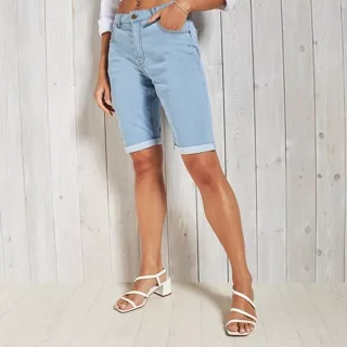 Plain Skinny Fit High-Rise Denim Shorts