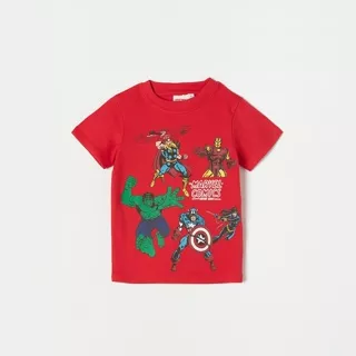 Babyshop Avengers Print Crew Neck T-shirt with Short Sleeves