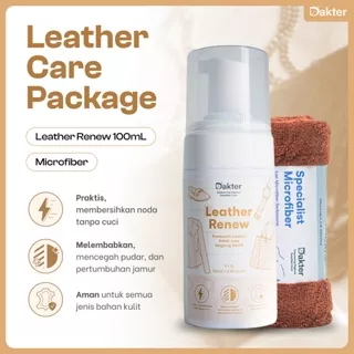 Leather Care Package - Dakter | Paket Pembersih Tas Kulit Asli Branded Anti Jamur, Paket Pembersih Jaket Kulit Asli, Dan Leather Sofa Cleaner / Paket Pembersih Dengan Microfiber Praktis Sekali Usap