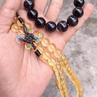 Pesanan Custom Tasbih 108 Carnelian 12mm dan Gelang Aquamarine 16mm kombinasi Citrine 12mm