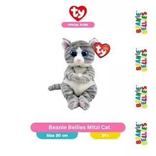 TY Beanie Bellies Mitzi Cat - Boneka Kucing Abu Abu