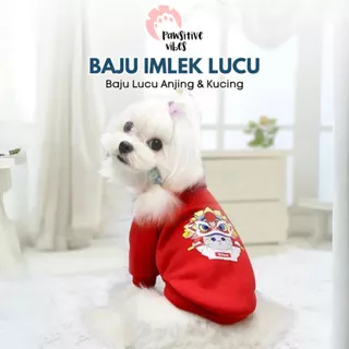 Baju Imlek Anjing Kucing - Sweater Imlek Anjing Kucing - Lunar New Year Pet Clothes - Kostum Imlek Anjing Kucing/Anabul - Cosplay Chinese New Year Anjing Kucing