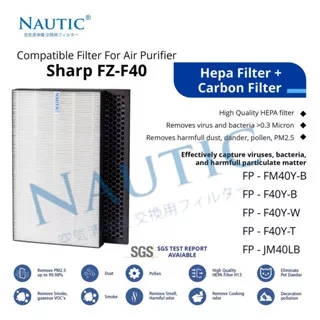 HEPA Filter SHARP Air Purifier FP-F40Y FP-FM40Y FP-JM40 FZ-F40HFE