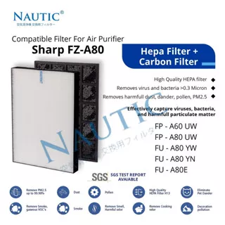 Hepa Filter Air Purifier Sharp FZ-A80SFE FU-A80Y FU-A80UW FU-A80Y-W FU-A80E FU-A60UW FU-A80Y-N / Filter sharp air purifier Fu-A80