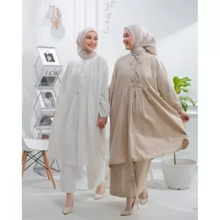 Yasmeen Set | Setelan Tunik Kulot Katun Linen Hari Raya Lebaran Idul Fitri RDA Hijab